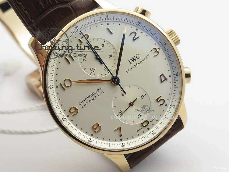 MIROTIME 0418 Portuguese Chrono RG IW371480 ZF 1:1 Best Edition White Dial On Brown Leather Strap A7750 V HighPerformance 7266